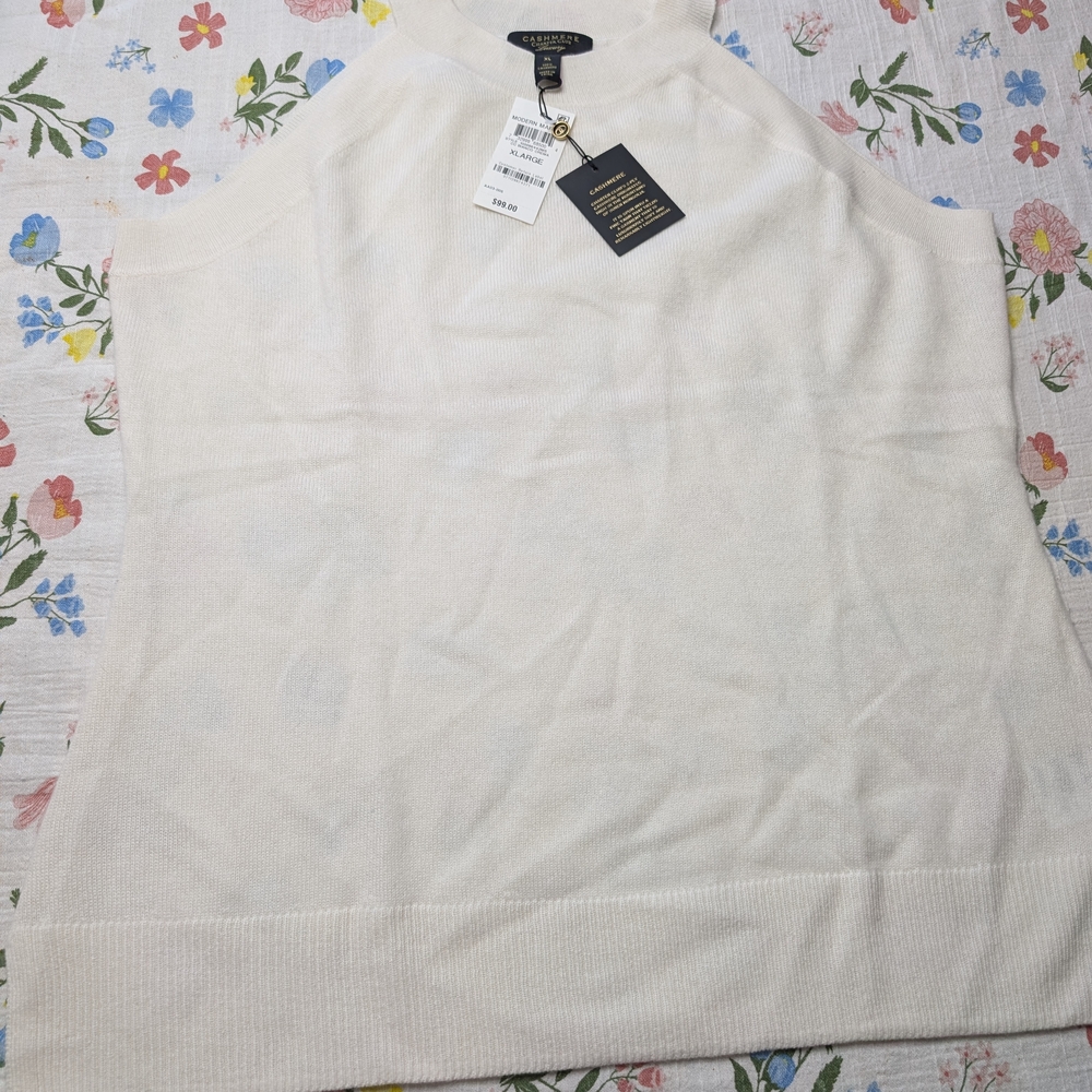Charter Club Ivory Cashmere Crewneck Shell